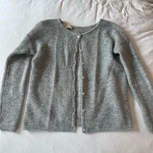 Sezane Gray Cardigan Sweater with Soft Knit Texture